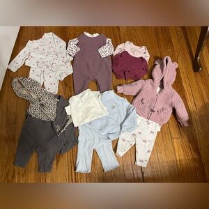Lot of 5 Carter's Girl Outfits Plus Two Purely Soft Bodysuits- Size 3 Month